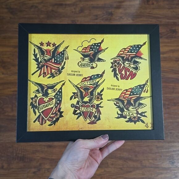 NWT, Framed American Traditional Tattoo Style Flash Art Print - Picture 1 of 1